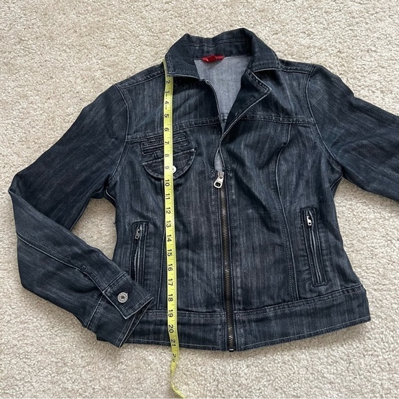 Guess Women’s Moto Blue Jean Jacket‎ Modele Style Size Large - Picture 14 of 16